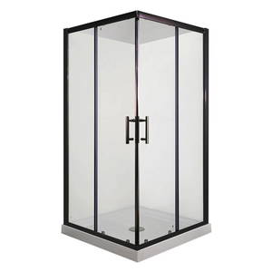 Corner Square & Rectangle Showers Crown Bathrooms: Milford 900 Corner Double Sliding Doors Square Shower Matte Black-Extra high