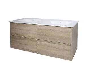 Bathroom Furniture Crown Bathrooms: Remarkable 1200 4 Drawers Double Basin Wall Hung Vanity-White/Black/Royal Oak