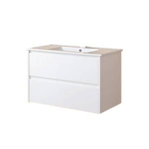 Bathroom Furniture Crown Bathrooms: Remarkable 750 Double Drawers Wall Hung Vanity- White/Black/Royal Oak
