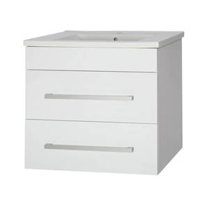 Bathroom Furniture Crown Bathrooms: OJOS 750 Double Drawers Wall Hung Vanity – White/Black