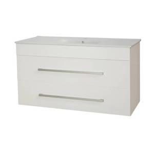 Bathroom Furniture Crown Bathrooms: OJOS 1200 Double Drawers Wall Hung Vanity – White/Black