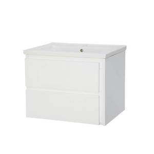 Bathroom Furniture Crown Bathrooms: Wanaka 600 Wall Hung Vanity – White/Dark Oak/White Oak/Blackened Teak