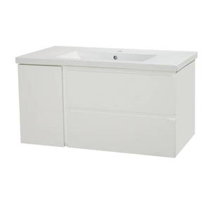 Bathroom Furniture Crown Bathrooms: Wanaka 900 Wall Hung Vanity – White/Dark Oak/White Oak/Blackened Teak