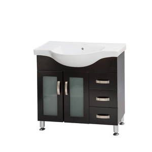 Bathroom Furniture Crown Bathrooms: Renwick 900 Glass Door Floor Standing Vanity – Black
