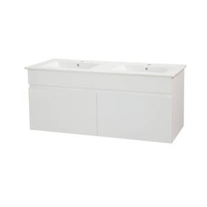 Remarkable 1200 Double Basin 2 Drawers Wall Hung Vanity – White/Black