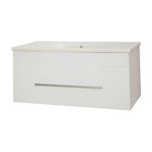 Bathroom Furniture Crown Bathrooms: OJOS 1200 Single drawer PVC Wall Hung Vanity – White/Black