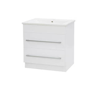 OJOS 900 Double Drawers Floorstanding Vanity – White/Black