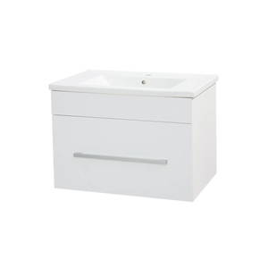 Bathroom Furniture Crown Bathrooms: OJOS 750 Single drawer PVC Wall Hung Vanity – White/Black