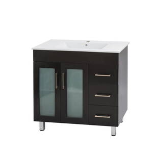 Remarkable 900 Glass-Door Floor Standing Vanity – Black