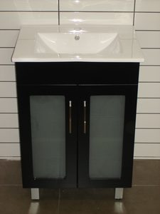 Bathroom Furniture Crown Bathrooms: Remarkable 600 Glass-Door Floor Standing Vanity – Black