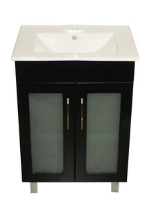 Bathroom Furniture Crown Bathrooms: Remarkable 600 Glass-Door Floor Standing Vanity – Black