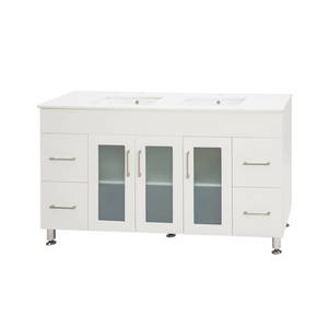 Bathroom Furniture Crown Bathrooms: Remarkable 1500 Double Basin Glass-Door Floor Standing Vanity