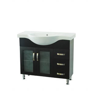 Bathroom Furniture Crown Bathrooms: Renwick 1000 Glass Door Floor Standing Vanity – Black