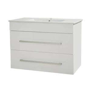Bathroom Furniture Crown Bathrooms: OJOS 900 Double Drawers Wall Hung Vanity – White/Black