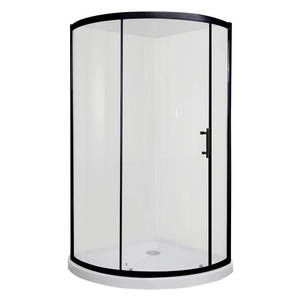 Coromandel 940X940 Corner Single Sliding Door Round Shower in Matte Black Extra Height