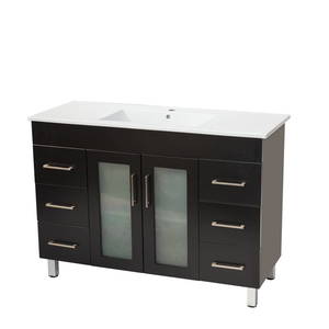 Remarkable 1200 Glass-Door Floor Standing Vanity – Black