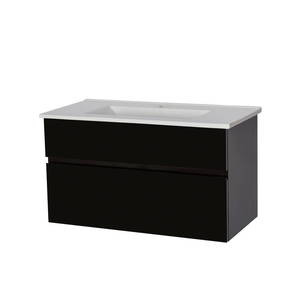 Bathroom Furniture Crown Bathrooms: OJOS 900 Slim Wall Hung Vanity – Black