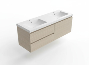 Bathroom Furniture Crown Bathrooms: Wanaka 1500 Wall Hung Vanity-White Oak