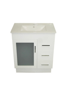 Remarkable 750 Glass-Door Floor Standing Vanity – White/Black