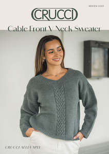 Womens Patterns: Crucci Knitting Pattern 2305 Cable Front V Neck Sweater
