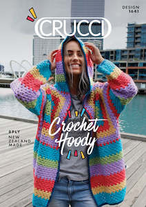 Crucci Knitting Pattern 1641 8ply M/Wash Crochet Hooded Jacket