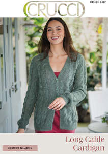 Cardigan Patterns: Crucci Knitting Pattern 2407 Nimbus Long Cable Cardigan