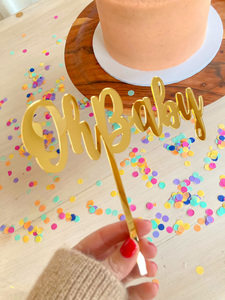 Products: Acrylic Cake Topper - Oh Baby - Gold - crumbs & confetti