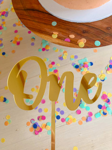 Products: Acrylic Cake Topper - One - Gold - crumbs & confetti