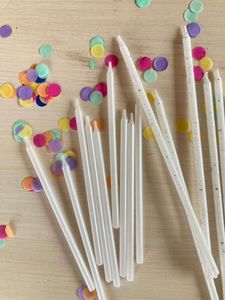 Products: Cake Candles - Super Tall - 18cm - White Silver Splatter - crumbs & confetti