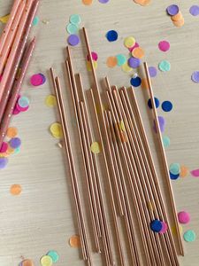 Sparkling Cake Candles - 18cm - Pearl Rose Gold - crumbs & confetti