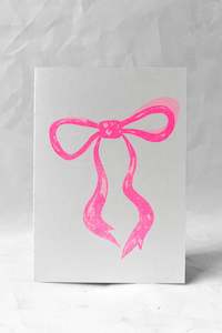 Pink Gift Bow Risograph Card