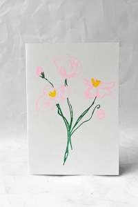 Valentines Day: Flower Bouquet Risograph Card