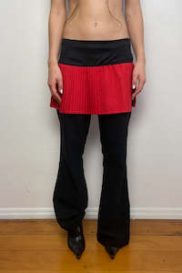 Slow Fashion By Crushes: Upcycled Drop Waisted Red Pleated Skirt  (Medium)