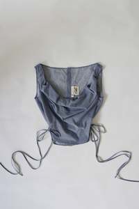 Awa Top - Navy Patterned