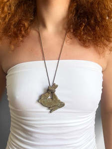Rabbit Ceramic Necklace - Brown String