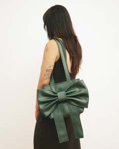 Something Special: Caitlin Snell Vinyl Bow Market Bag Brown - Green