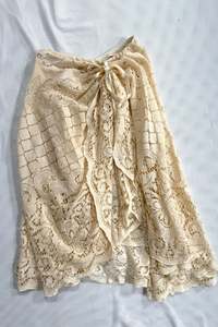 All Of Crushes: Upcycled Cream Lace + Ribbon Circle Skirt