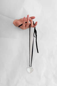 All Of Crushes: Clear Quartz Heart - Black Velvet