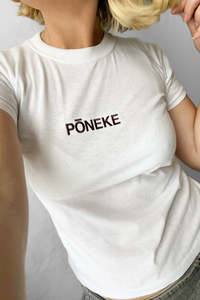 Slow Fashion By Crushes: Embroidered Pōneke Tees - White (Sizes XXS-S)