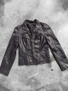 00s Double Pelle Zipped Fitted Leather Jacket Slow Fashion (S)