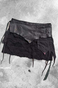 All Of Crushes: 00s Leather and Lace Wrap Skirt Skirt (XS-S)