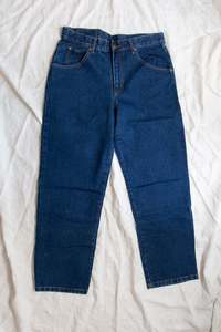 Under 50: Vintage Deadstock Jeans; Dark Blue Straight + Short