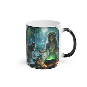 Products: Emerald Witchie and her Wolf Companion Mug CrystaLandnz