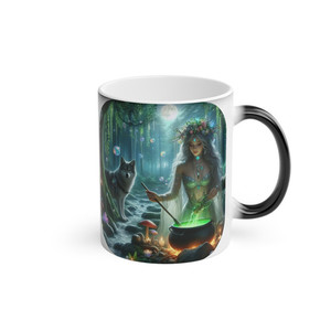 Products: Emerald Witchie and her Wolf Companion Mug CrystaLandnz