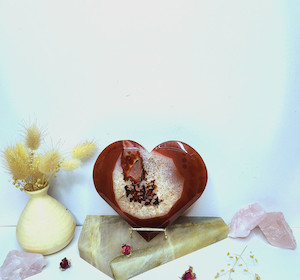 Products: Carnelian Large Heart with Druzy CrystaLandnz