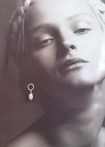 Bridesmaids: Katie - pearl drop and silver-tone smooth round hoop stud earrings