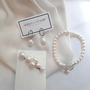 Traci - white cultured freshwater pearls, hoop earring SETS