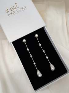 Danielle earrings - crystal pearls or freshwater pearls Boston thread cascading &hellip;