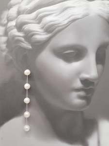 Cascading Cool: TESS - glorious round natural cultured freshwater pearls and Boston chain thread cascading stud earrings