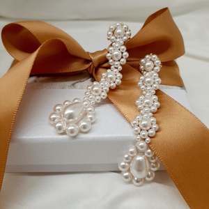 Pearl Regal: Valentina - white round and pear shaped crystal pearls cascading stud earrings